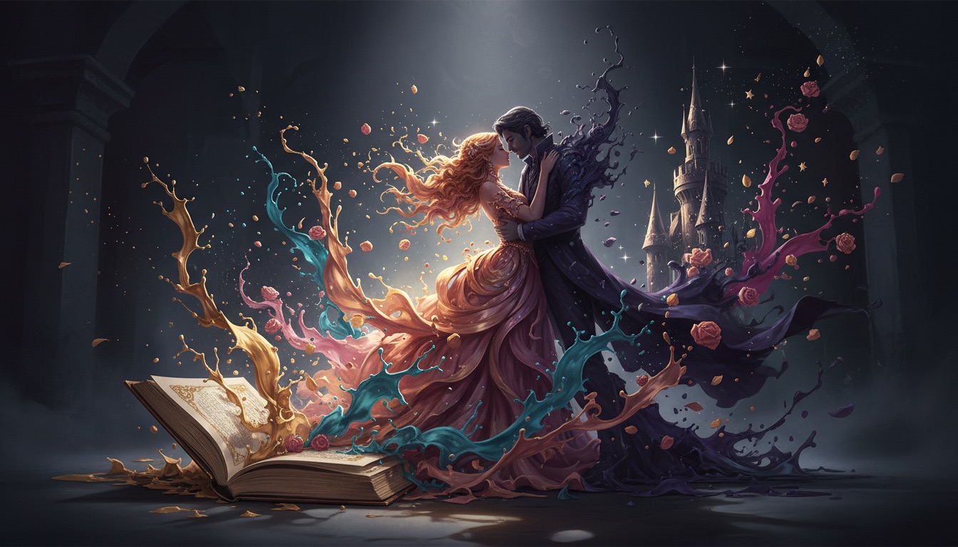 AI-generated book cover art showing romantic story themes